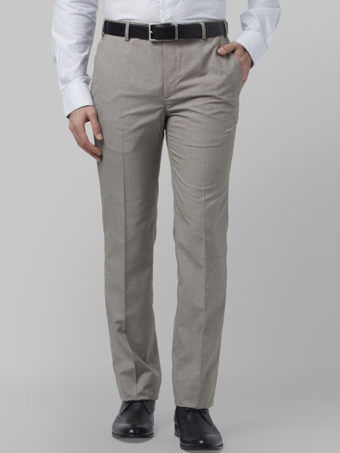 

Park Avenue Men Grey Slim Fit Self Design Formal Trousers