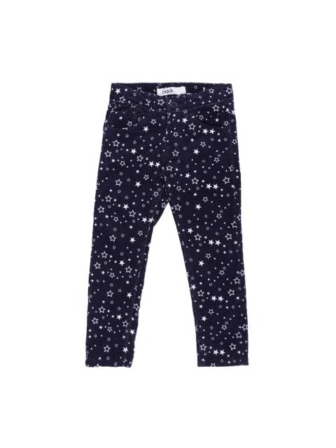 

CHALK by Pantaloons Girls Navy Blue Regular Fit Printed Regular Trousers
