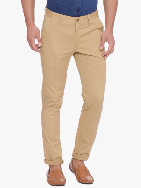

Basics Men Khaki Skinny Fit Solid Regular Trousers