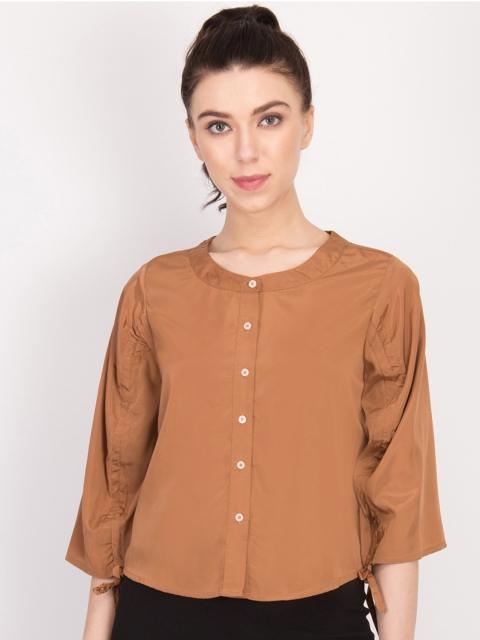 

LA LOFT Women Brown Solid Top