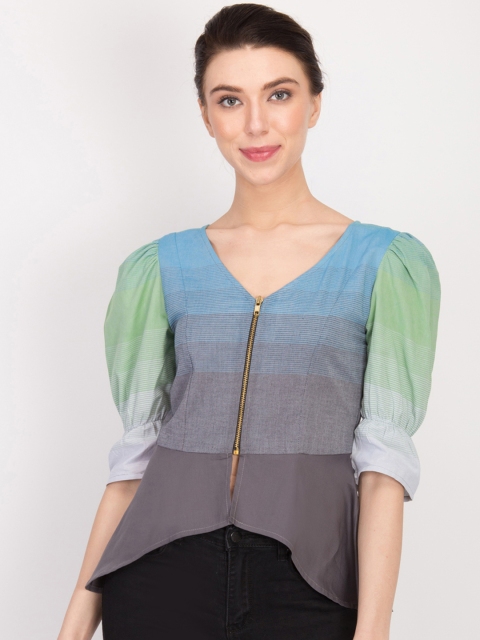 

LA LOFT Women Multicoloured Colourblocked Peplum Top, Multi