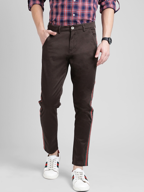 

REALM Men Brown Slim Fit Solid Regular Trousers