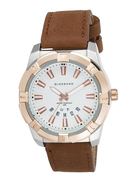 

GIORDANO Men White Analogue Leather Watch C1111