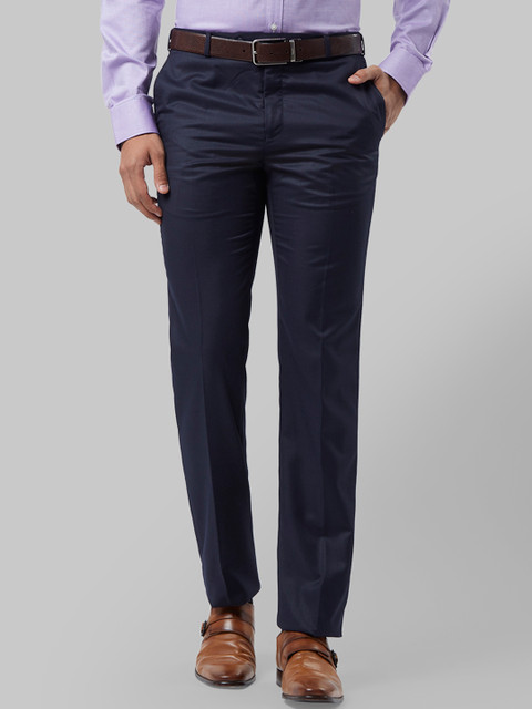

Raymond Men Navy Blue Regular Fit Self Design Formal Trousers