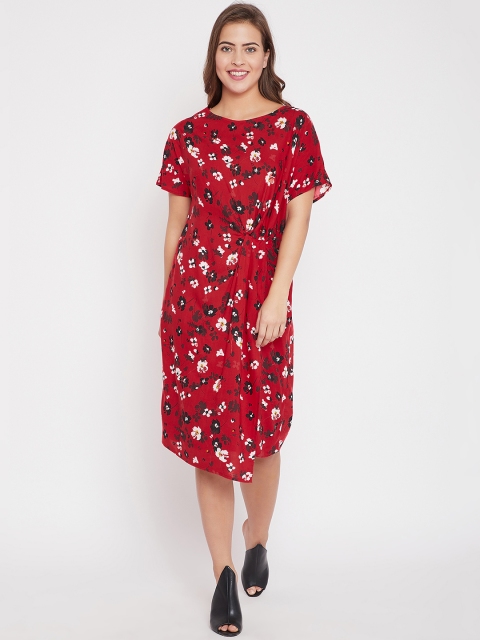 

Femella Women Red Printed Fit and Flare Dress