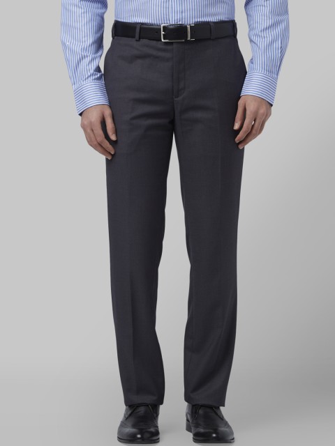 

Park Avenue Men Charcoal Grey Slim Fit Self Design Formal Trousers