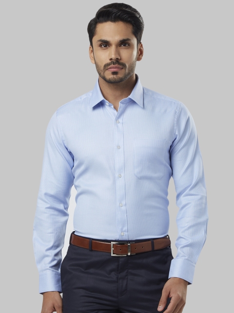 

Raymond Men Blue Regular Fit Self Design Formal Shirt