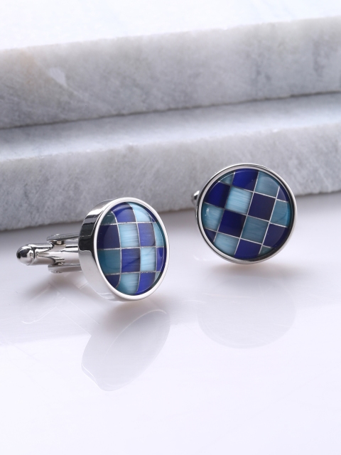 

Tistabene Silver-Toned Geometric Cufflinks