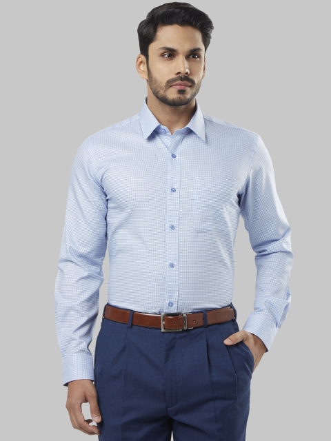 

Raymond Men Blue Regular Fit Checked Formal Shirt