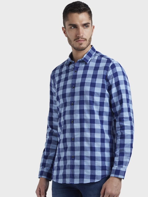 

ColorPlus Men Blue Regular Fit Checked Casual Shirt