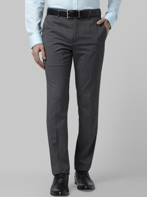 

Park Avenue Men Grey Regular Fit Self Design Formal Trousers
