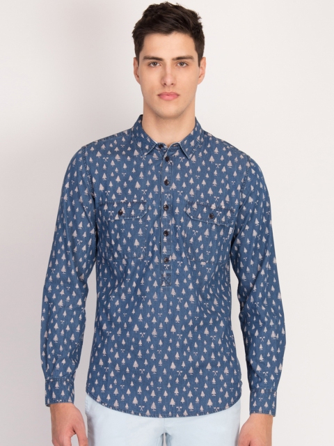 

LA LOFT Men Blue Regular Fit Printed Casual Denim Shirt