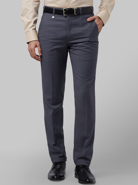 

Park Avenue Men Grey Regular Fit Self Design Formal Trousers