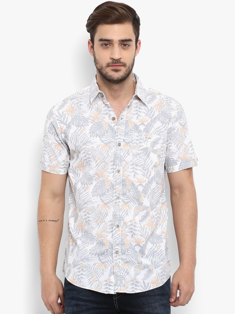 

Mufti Men Off-White & Grey Slim Fit Printed Casual Shirt