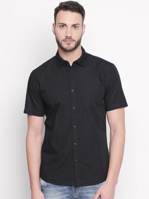 

BYFORD by Pantaloons Men Black Slim Fit Solid Casual Shirt