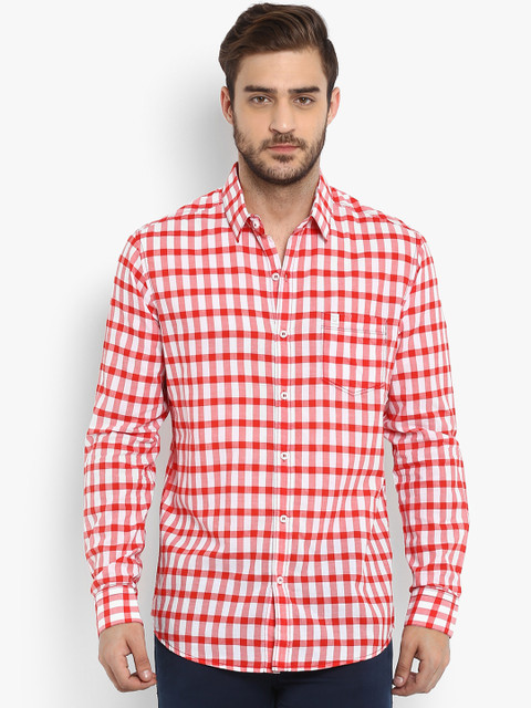 

Mufti Men Off-White & Red Slim Fit Checked Casual Shirt