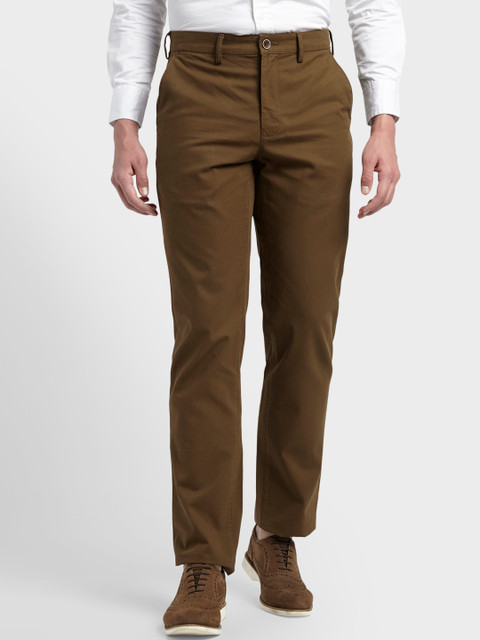 

ColorPlus Men Brown Slim Fit Solid Regular Trousers