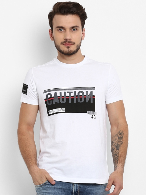 

Mufti Men White Printed Round Neck T-shirt