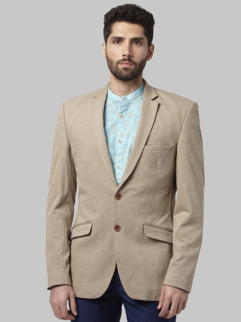 

Park Avenue Men Khaki Single Breasted Blazer