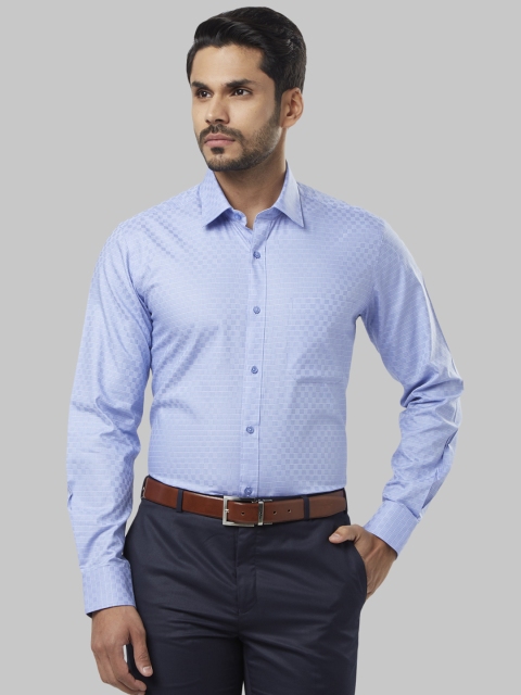 

Raymond Men Blue Regular Fit Self Design Formal Shirt