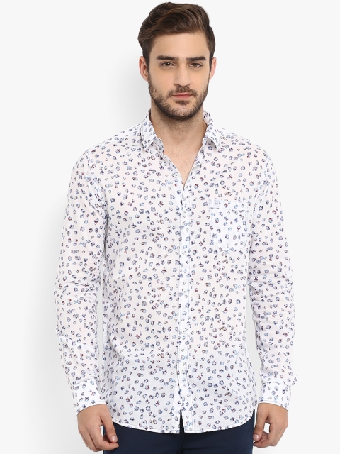 

Mufti Men White & Blue Slim Fit Printed Casual Shirt