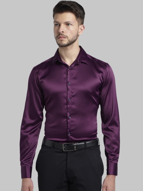 

Parx Men Purple Slim Fit Solid Party Shirt