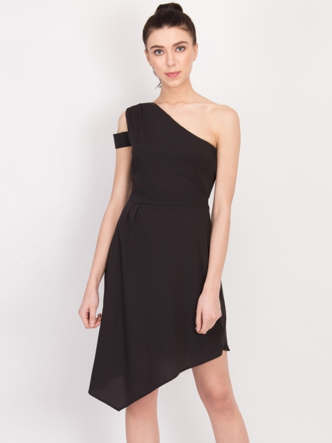 

LA LOFT Women Black Solid Fit and Flare Dress