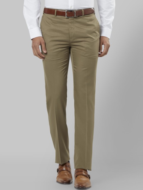 

Raymond Men Khaki Regular Fit Self Design Formal Trousers