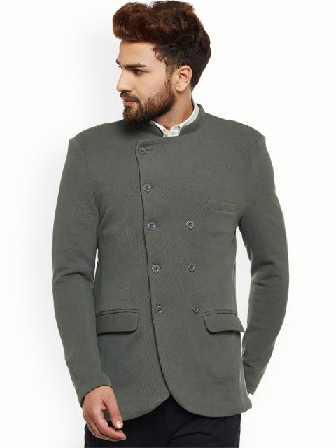 

CHILL WINSTON Men Grey Solid Regular Fit Bandhgala Blazer
