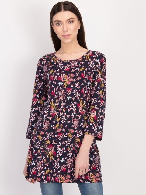 

LA LOFT Navy Blue Printed Tunic