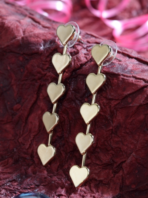 

SASSAFRAS Gold-Plated Heart Shaped Drop Earrings