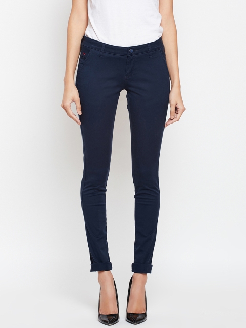 

Crimsoune Club Women Navy Blue Slim Fit Solid Chinos
