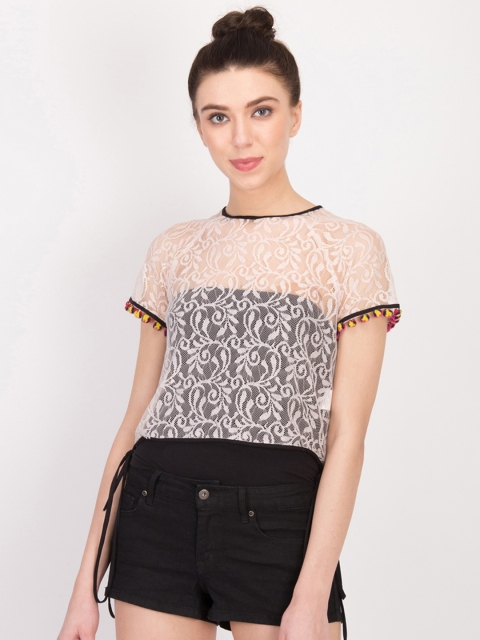 

LA LOFT Women Pink Self Design Top