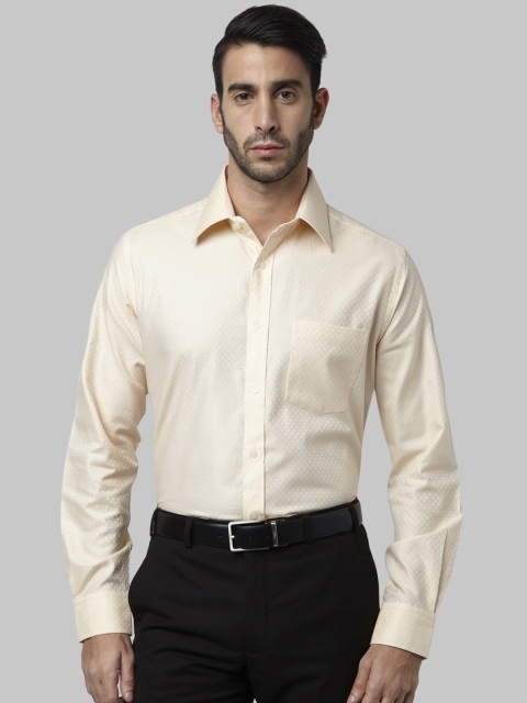 

Park Avenue Men Cream-Coloured Slim Fit Self Design Formal Shirt