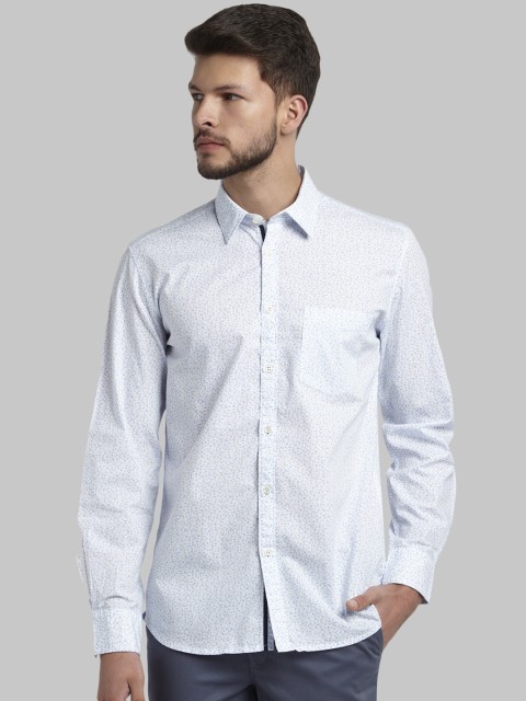 

Parx Men White & Blue Slim Fit Printed Casual Shirt