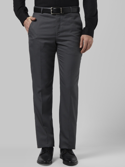 

Park Avenue Men Charcoal Grey Regular Fit Self Design Formal Trousers