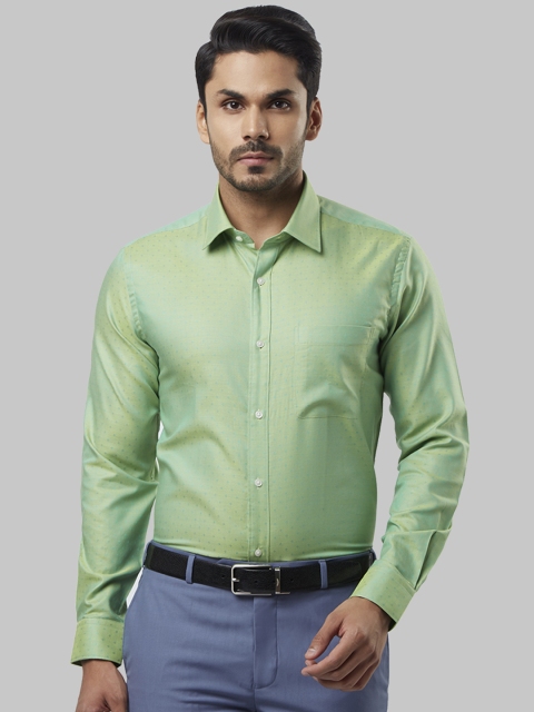 

Raymond Men Green & Gold-Toned Regular Fit Self Design Party Shirt