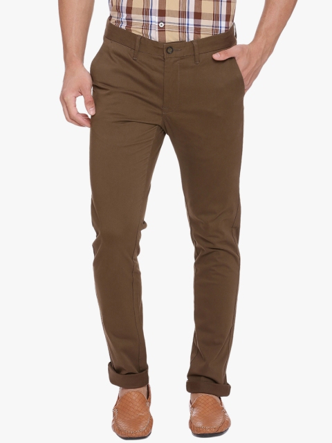 

Basics Men Brown Skinny Fit Solid Regular Trousers