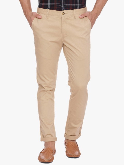 

Basics Men Beige Skinny Fit Solid Regular Trousers