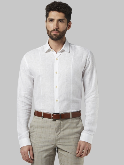 

Park Avenue Men White Slim Fit Solid Linen Formal Shirt