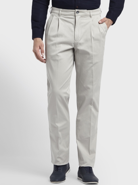 

ColorPlus Men Grey Regular Fit Solid Formal Trousers