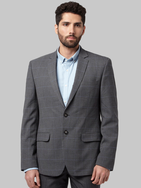 

Park Avenue Men Grey Single Breasted Blazer