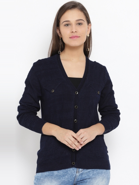 

Monte Carlo Women Navy Blue Solid Cardigan