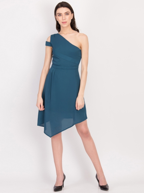 

LA LOFT Women Blue Solid Fit and Flare Dress