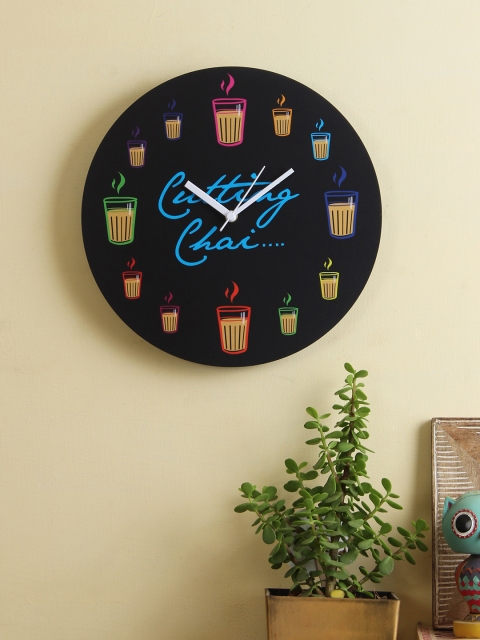 

RANGRAGE Black & Navy Blue Handcrafted Quirky Printed Analogue Wall Clock