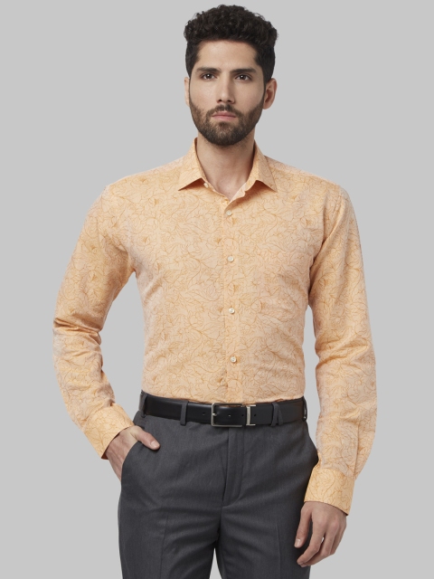 

Park Avenue Men Orange Slim Fit Printed Linen Formal Shirt