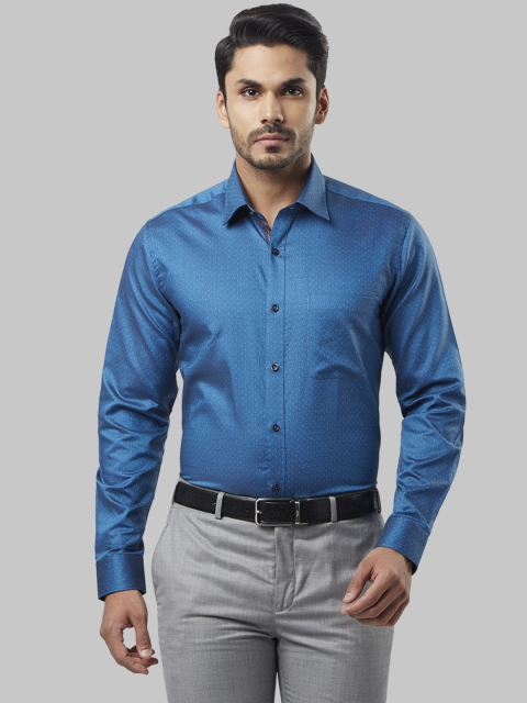 

Raymond Men Blue Regular Fit Self Design Formal Shirt