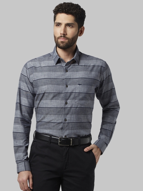

Park Avenue Men Grey Slim Fit Striped Formal Shirt