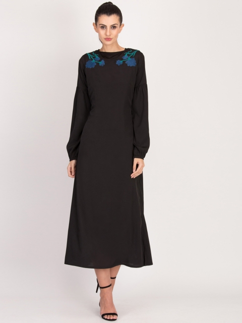 

LA LOFT Women Navy Blue Solid Fit and Flare Dress
