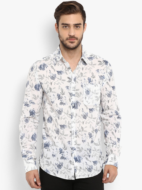 

Mufti Men White Slim Fit Printed Casual Shirt